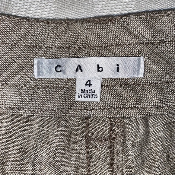 CAbi 100% Linen Bermuda Shorts Sz 4 Brown Like New - Picture 7 of 11